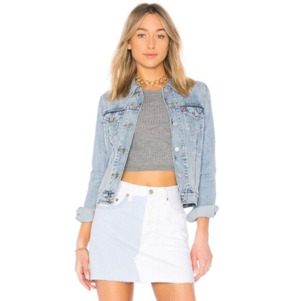 Levi's Two Tone Colorblock Alternative Button Fly Denim Mini Skirt